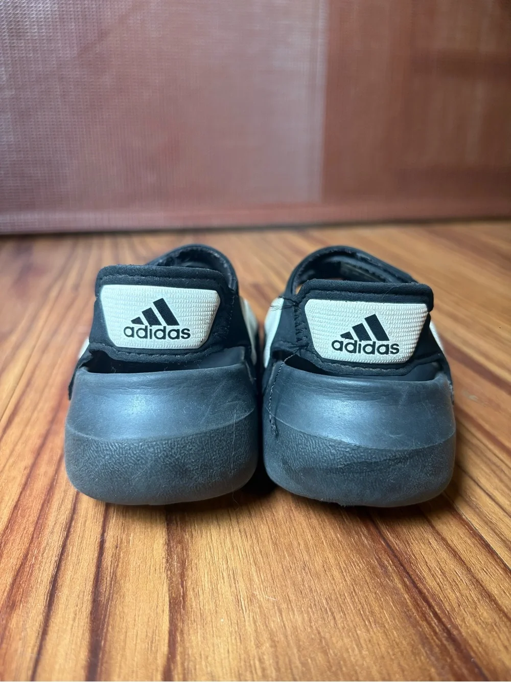 adidas Kids Black and Cream Hook-and-Loop Sport Sandals